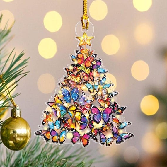 Artisan Christmas Butterfly Ornament Detail View