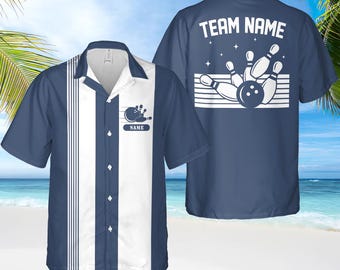Custom Bowling Hawaiian Shirt, Personalized Bowling Shirt, Custom Bowling Shirts, Bowling Team Shirt, Retro Bowling Shirts, Bowling Shirts
