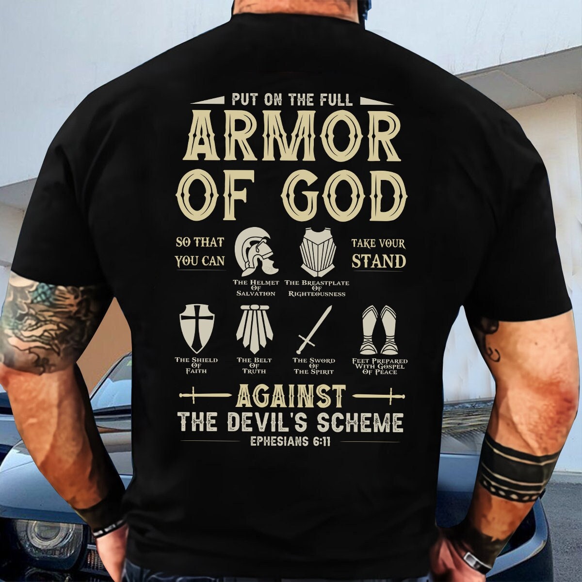 Put On The Full Armor Of God Against The Devil's Scheme Shirt, God Faith Believers, Christian Gifts, Baptism Gift, Ephesians 6:11