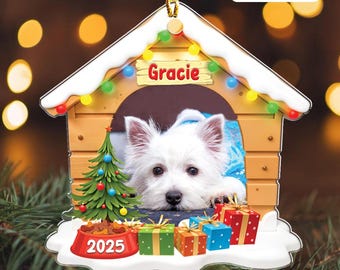 Custom Dog Christmas Ornament, Custom Dog Photo Ornament, New Pet Gift, First Christmas Dog Keepsake, Christmas Tree Hanging Gift, Xmas Gift