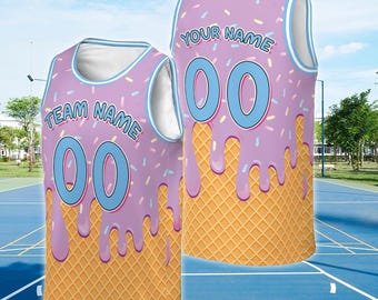 Personalized Ice Cream Drip Basketball Jersey, Custom Basketball