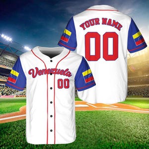 Camiseta de béisbol personalizada con la bandera de Venezuela, camiseta familiar a juego, regalo hispano, venezolana, camiseta para adultos y niños, camiseta de béisbol personalizada