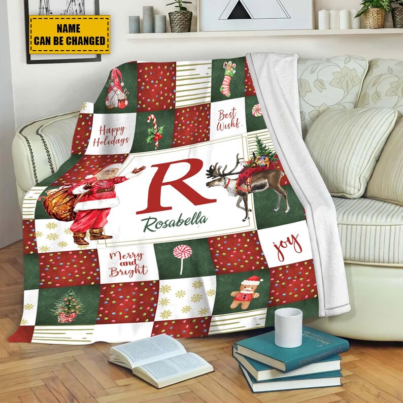 Christmas Blanket Personalized Name Blanket, Christmas Blanket Kids