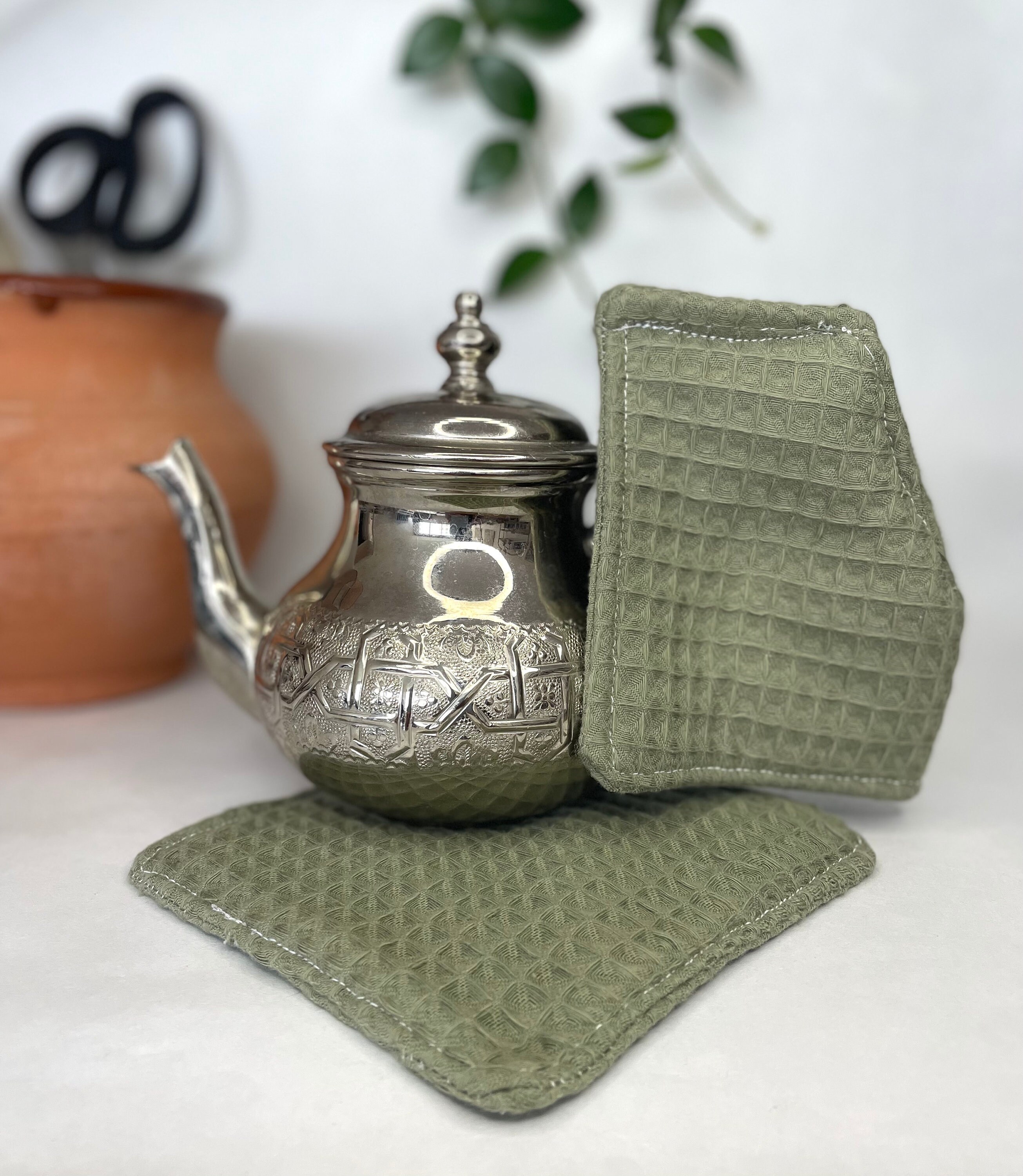 set de manique et dessous pour théière - green tea