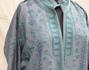 Handmade Suzani Embroidered Jacket, Indian Boho Floral Textile Coat