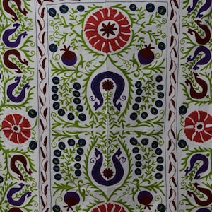 Handmade Cotton Suzani Throw Blanket: Uzbek Embroidery Bedspread