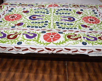LINGE ANCIEN NAPPE Sur Nappe Broderie RICHELIEU Festonnée EUR 55,00