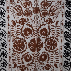 Suzani bloemen bedsprei, tapijt, katoenen deken handborduurwerk sprei Suzani Embroidery, Oezbeekse Suzani, Suzani muurhangende quilt