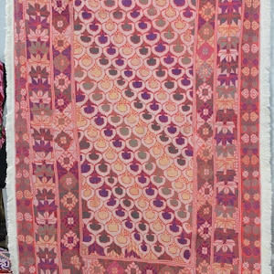 Nakshi Cotton Kantha Quilt: Antique Indian Artisan Throw, Floral Star Twin Bedspread