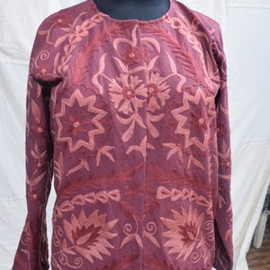 Suzani handmade embroidered jacket, handmade Suzani jacket, Suzani embroidery on cotton jacket, boho style jacket, ethnic jacket Suzani Coat