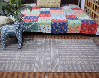 Indian Cotton Area Rug Outdoor Patio Rug Handmade Floor Rug Living Room  Hand Block Printed Rug woven rug, area rugs for sale, Bohemian rugs