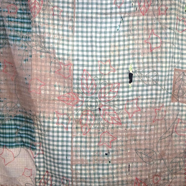 Indian Vintage Handmade Kantha Quilt, Bohemian Recycled Cotton Kantha Throw,Gypsy Sari kantha Blanket, Vintage Kantha Quilt