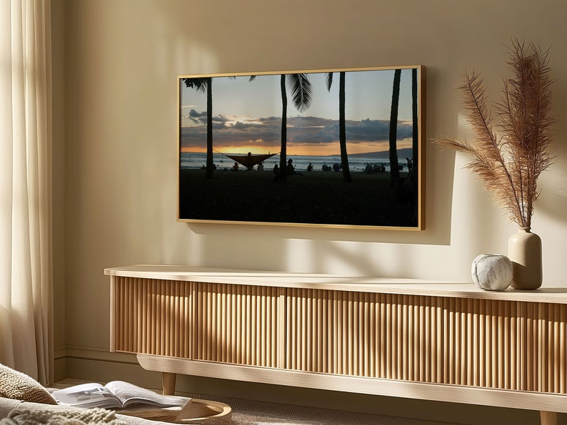 Frame TV Art Waikiki Sunset, Instant Download, Samsung Art TV, Tv Wallpaper, Digital Art, Gifts, Hawaii Photography image 3