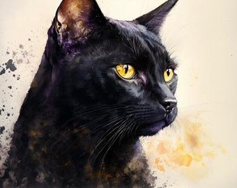 Bombay Cat Watercolor #5 - Digital Art Print, AI Generated, Wall Art, AI Art, Digital Download, Home Decor, Printable