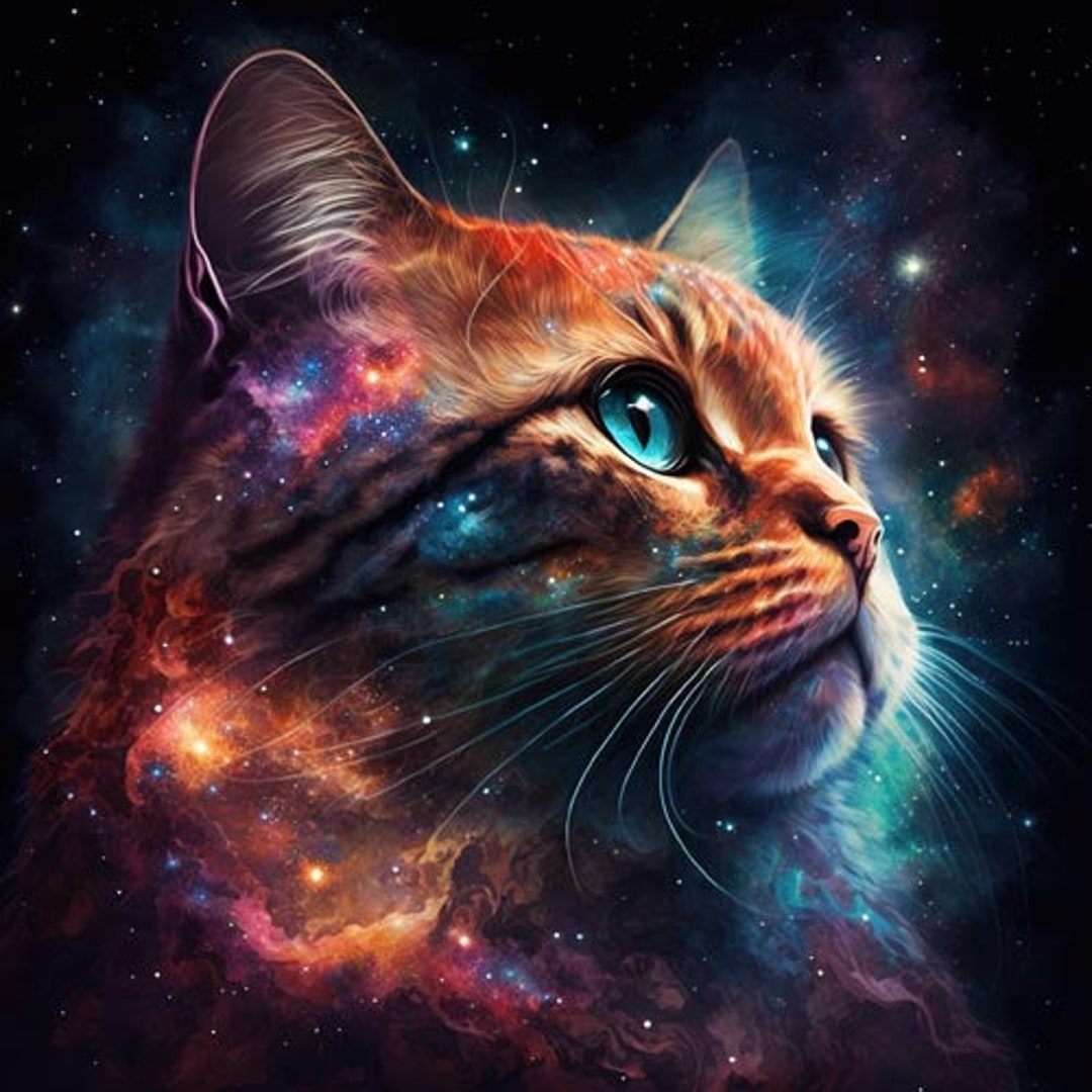 Cosmic Cat 1 Digital Art Print AI Generated Wall Art AI - Etsy