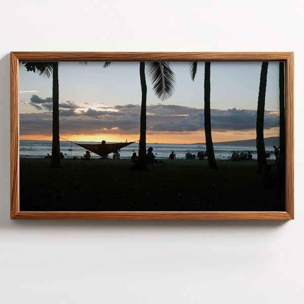 Frame TV Art | Waikiki Sunset, Instant Download, Samsung Art TV, Tv Wallpaper, Digital Art, Gifts, Hawaii Photography