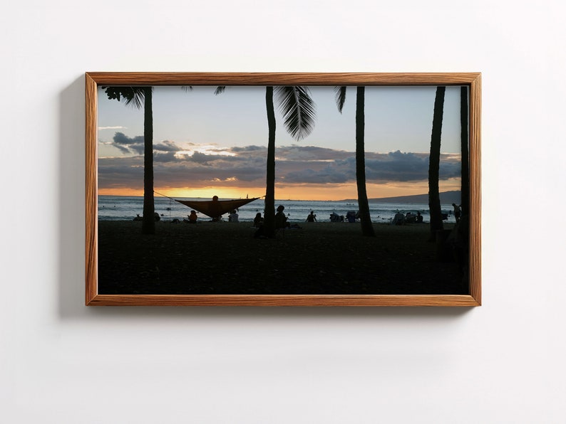 Frame TV Art Waikiki Sunset, Instant Download, Samsung Art TV, Tv Wallpaper, Digital Art, Gifts, Hawaii Photography image 1