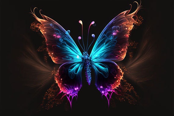 Fantasy Butterfly 4 Digital Art Print, AI Generated, Wall Art, AI