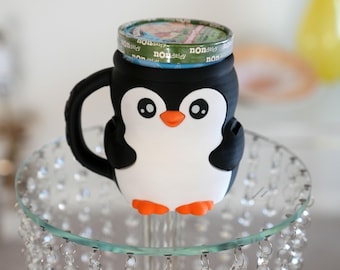 3D Printed Penguin Ice Cream Pint Holder: Hidden Drawer, Spoon Slots