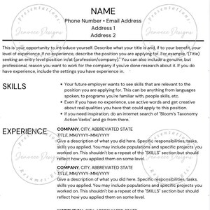Może przedstawiać: Szablon CV z tytułem "NAME" u góry. Szablon zawiera sekcje dotyczące umiejętności, doświadczenia, wykształcenia i referencji. Szablon został zaprojektowany, aby pomóc osobom poszukującym pracy w tworzeniu profesjonalnego CV.