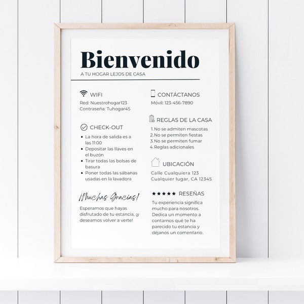 Modern Airbnb Welcome Sign Spanish and English Welcome Sign Template, Airbnb Sign Bundle, Spanish Welcome Sign, Bienvenido Sign Printable