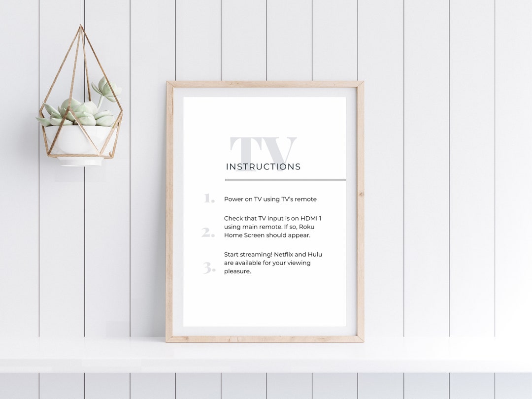 Airbnb TV Instructions Sign TV Instructions Sign Vacation Rental Tv