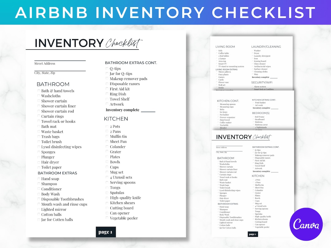 Airbnb Inventory Checklist Template Airbnb Host Checklist Vacation