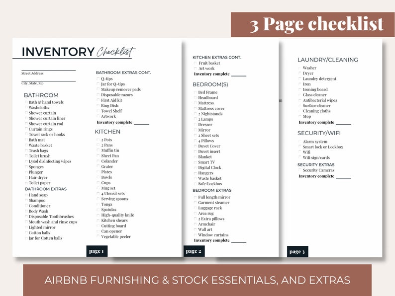 Airbnb Inventory Checklist Airbnb Host Checklist Vacation Rental