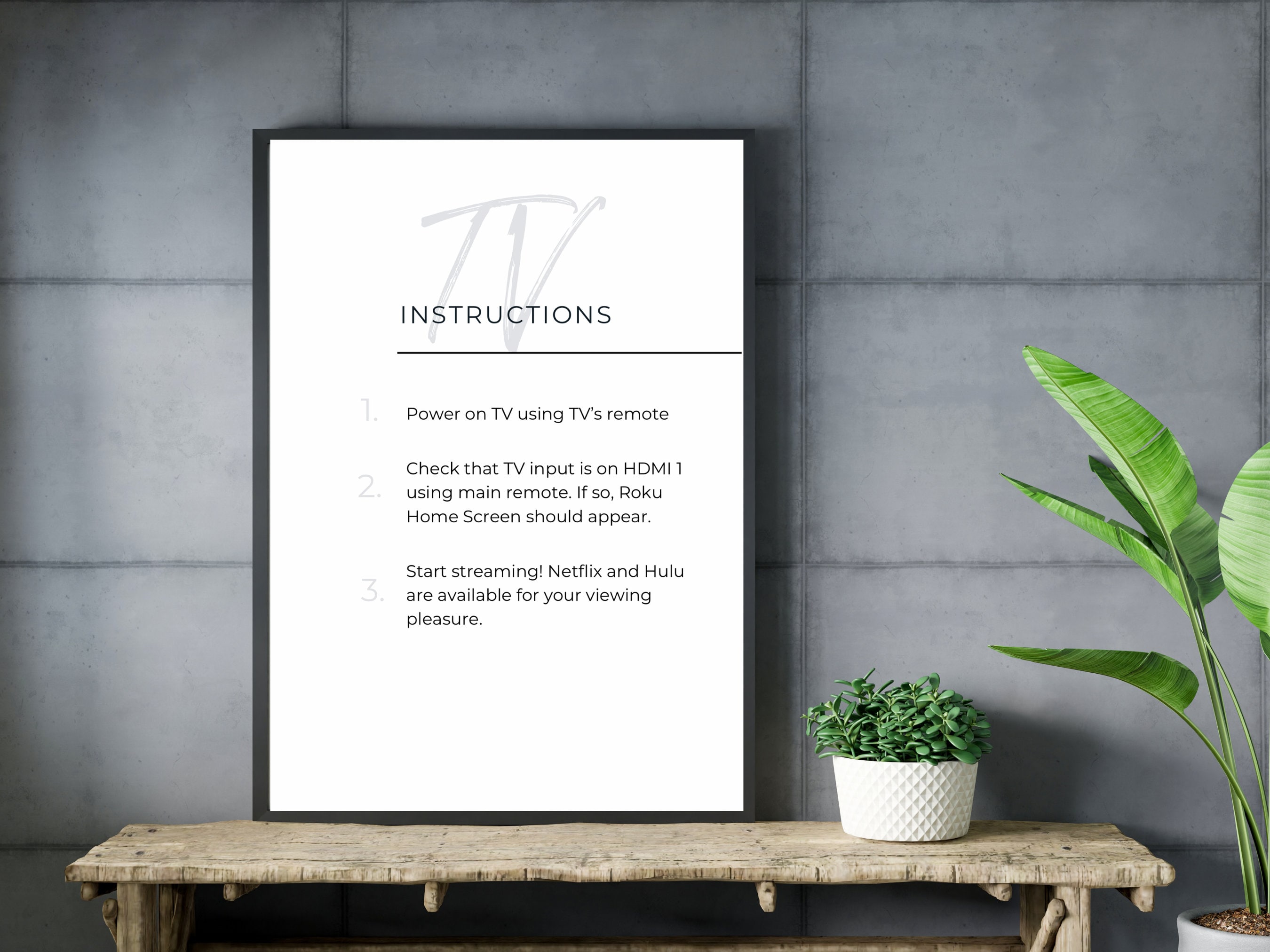 Airbnb TV Instruction Sign Template for Airbnb Host, TV Guide Sheet, TV