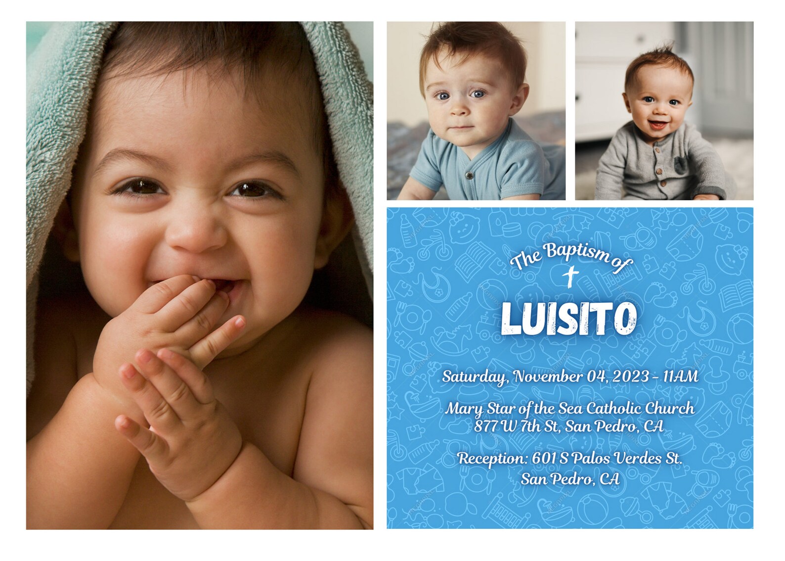 Christening Invitation Template Baptism Baptismal Baby Boy Etsy