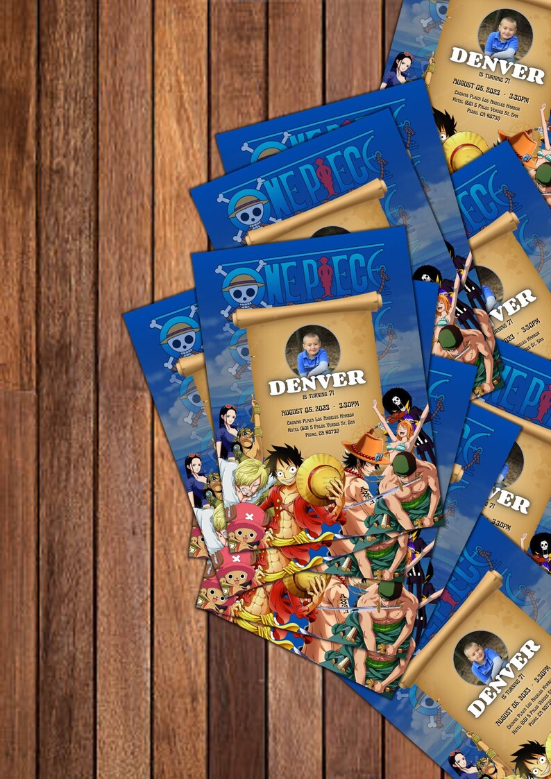 One Piece Birthday Invitation Template Digital Editable Etsy