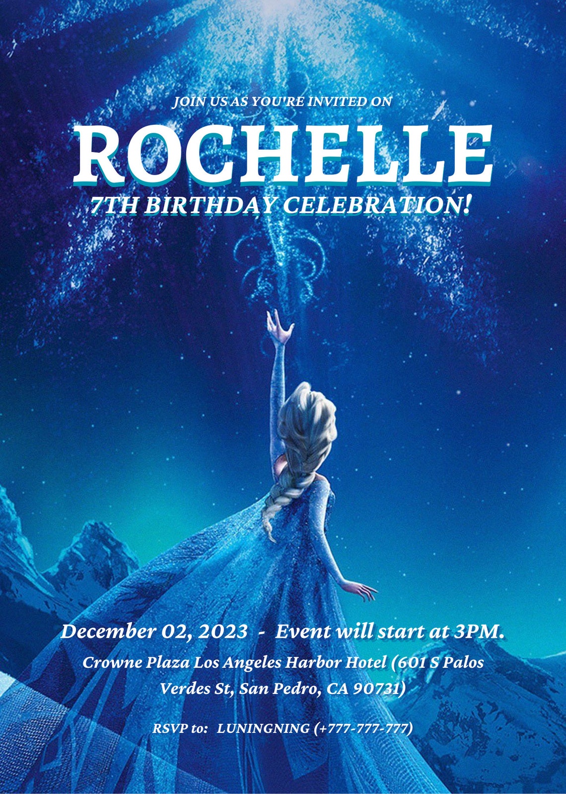 Frozen Birthday Invitation Template Elsa Birthday Invitation - Etsy