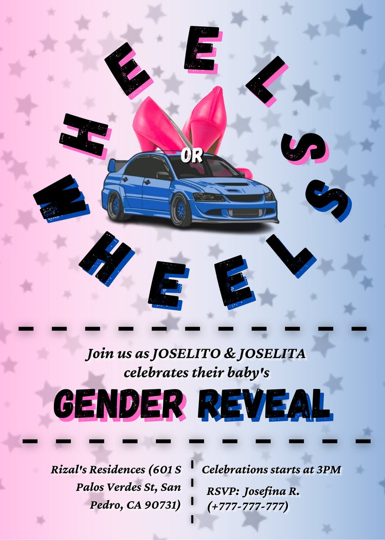 Gender Reveal Invitation Template Boy Girl Blue Pink Etsy