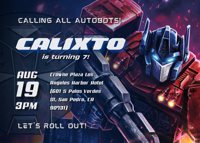 Optimus Prime Themed Birthday Invitation Template Digital - Etsy