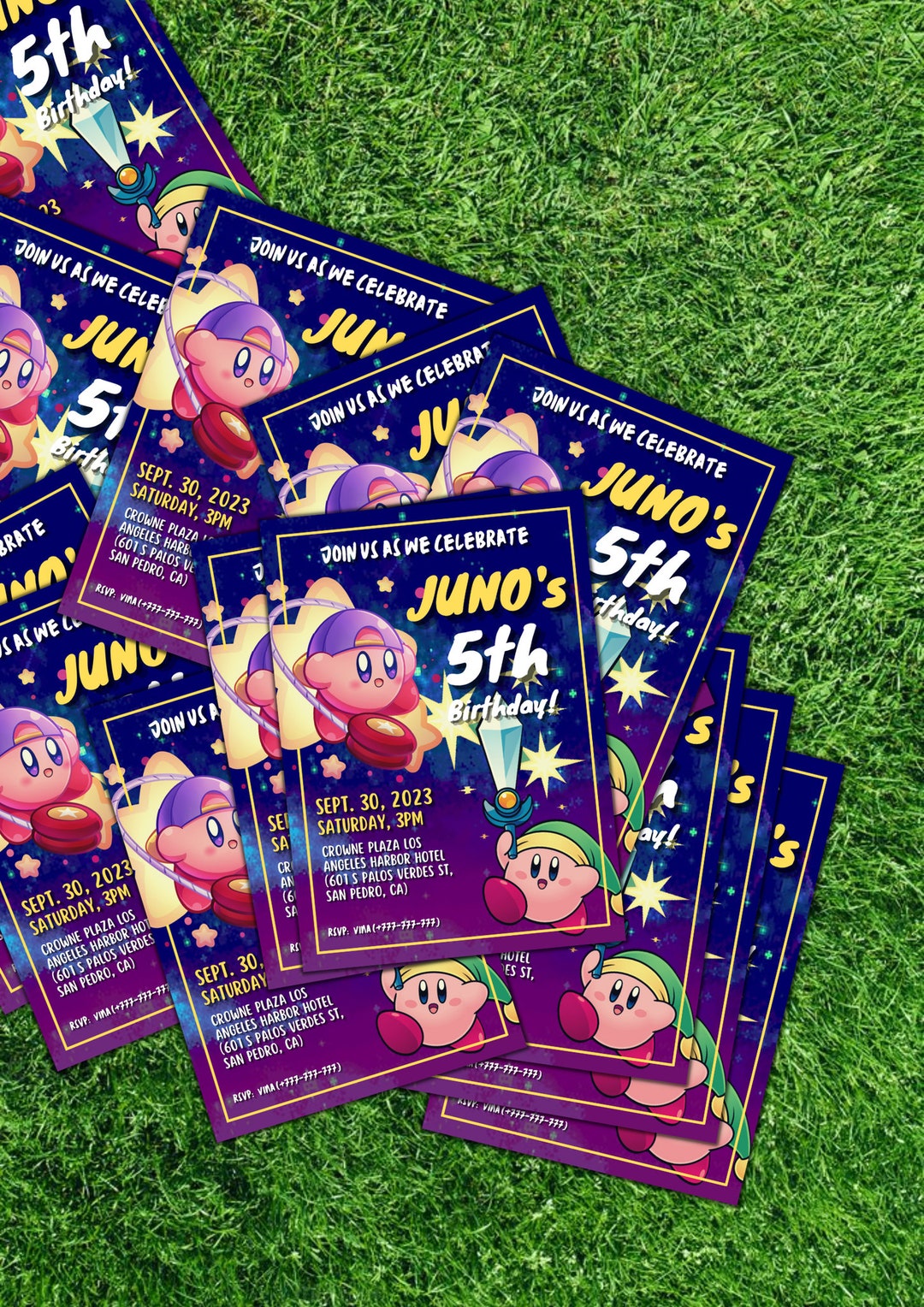 Kirby Birthday Invitation Template Download Cartoon Kirby Etsy