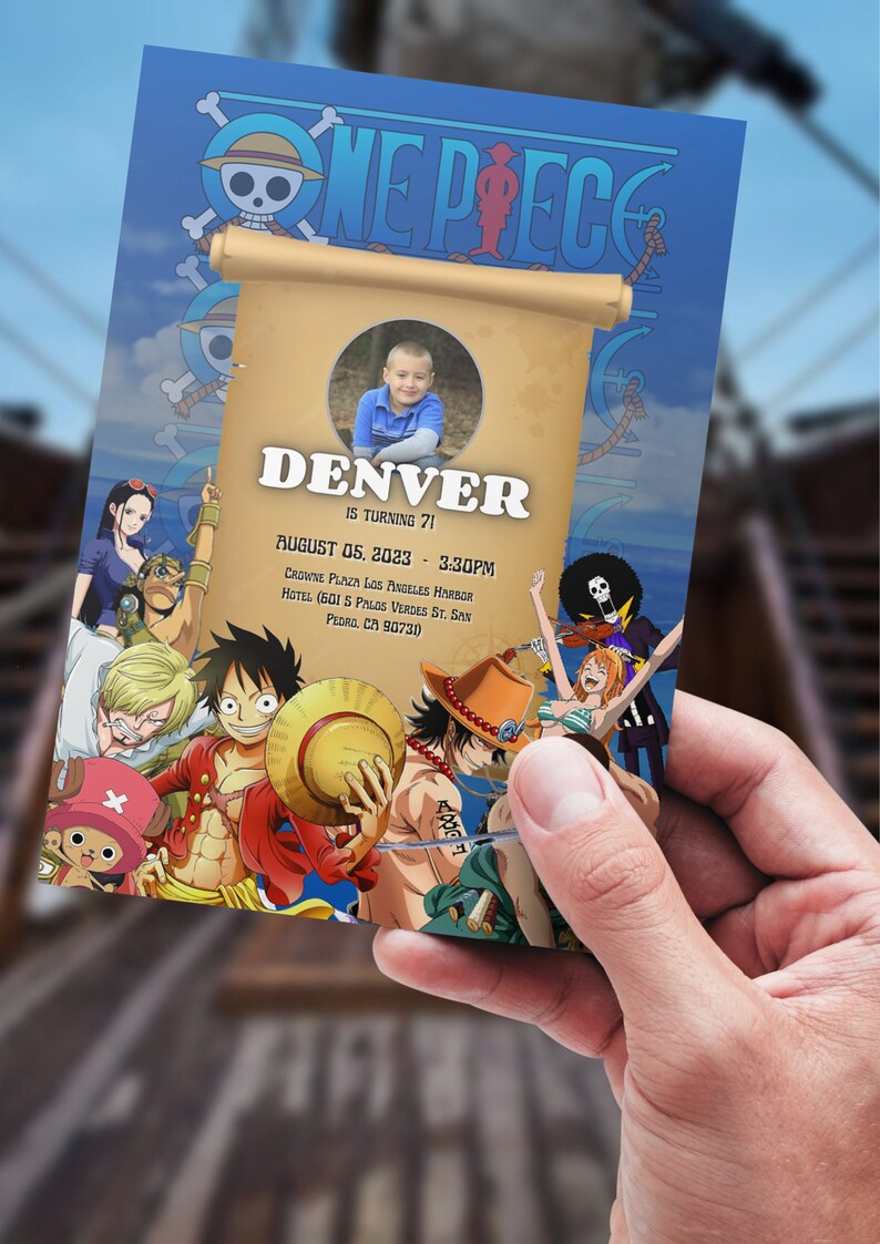 One Piece Birthday Invitation Template Digital Editable Etsy