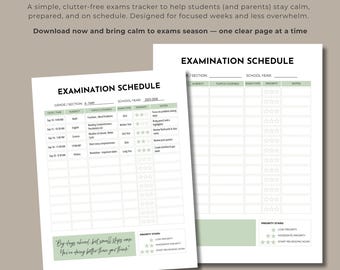 Student Exam Schedule Tracker: Printable Study Planner (PDF Download, Canva Editable)