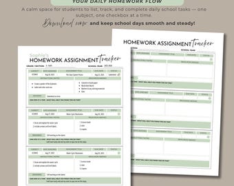 Student Homework Tracker: Minimalist Printable Planner (Editable Canva PDF Download)