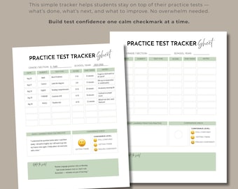 Practice Test Tracker: Student Exam Prep, Editable Canva PDF