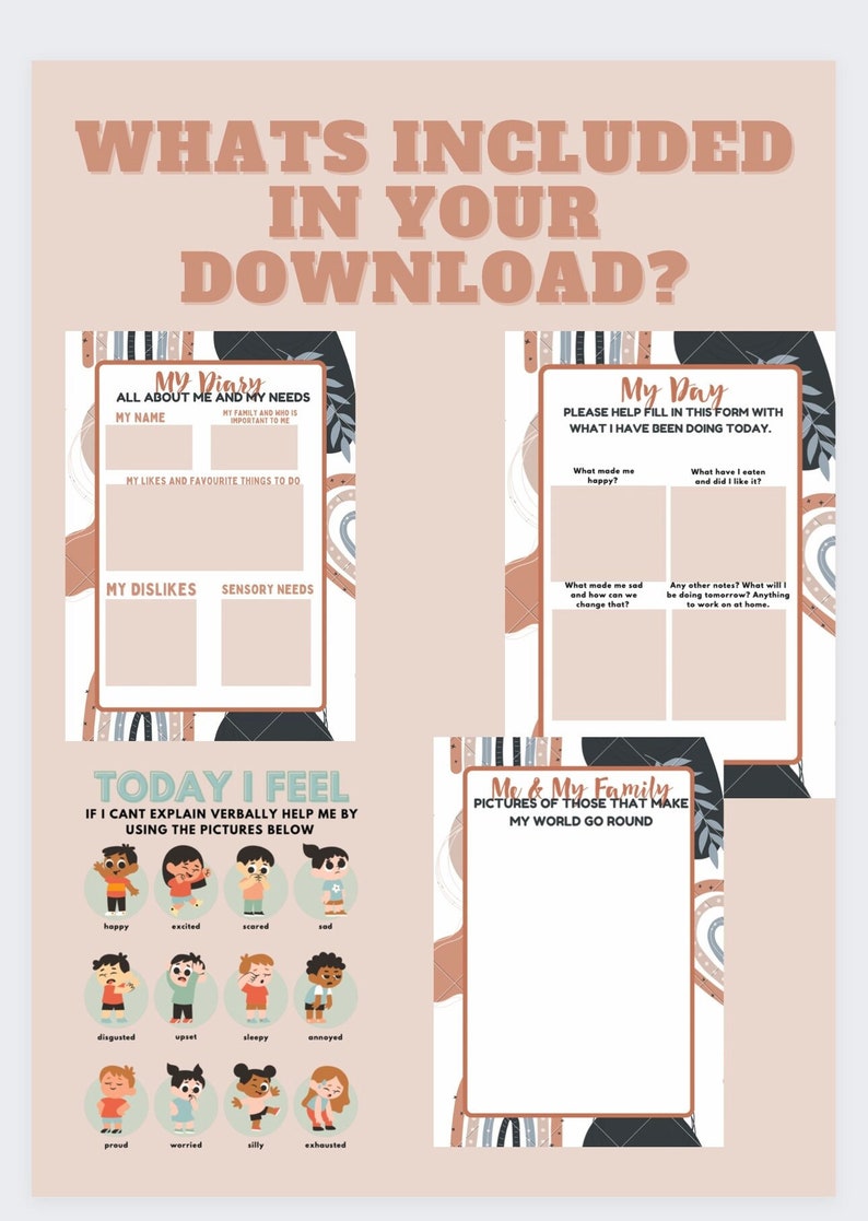 Daily Journal for Kids, Childcare Daily Diary Pages, Day Report for