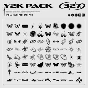 Y2K Vector Pack | 327+ Y2K Halftone Graphic Elements | Early 2000s Aesthetic Clip Art | Grunge | Digital Download for Designers