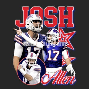 Josh Allen Buffalo Bills Vintage Style PNG Digital Design Football T-Shirt Design | Poster | T Shirt Design