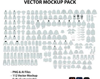 Streetwear Clothing Vector Mockup Pack Techpack 112 Mockups Clothing Brand Fashion Design Flat