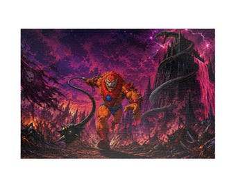 He-Man Inspired BeastMan Jigsaw Puzzle, 80s Cartoon, Retro Animation Fan Gift, Gen X Nostalgia Collectible, Fantasy Villain Puzzle Art