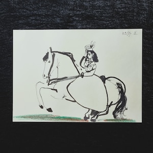 Pablo Ruiz Picasso (Málaga, 1881 – Mougins, Frankreich, 1973) Vintage-Lithographie auf Vellin-Papier aus der Toros y Toreros-Serie – 1961