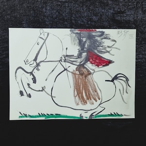 Pablo Ruiz Picasso (Málaga, 1881 – Mougins, Frankreich, 1973) Vintage-Lithographie auf Vellin-Papier aus der Toros y Toreros-Serie – 1961
