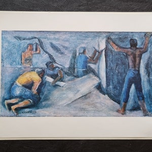 Carlo Carrà &quot;The cutting of marbles, 1934&quot; Original print from 1965, dimensions 42 x 31.5 cm