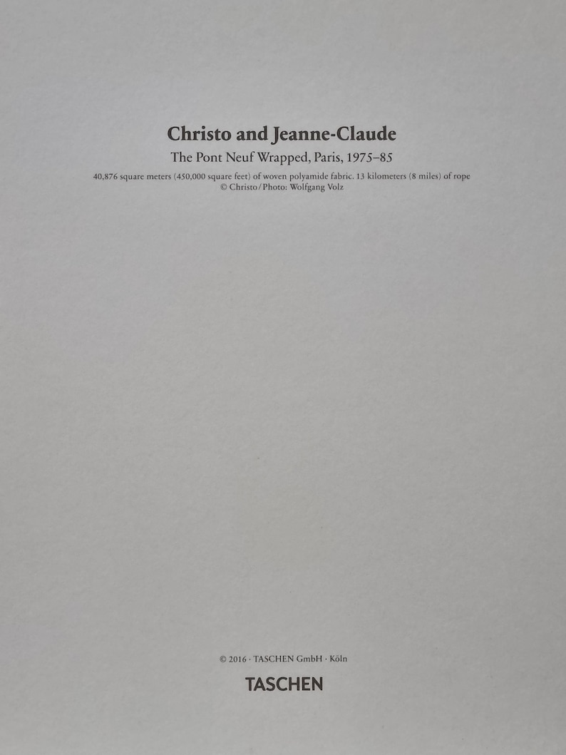 Christo and Jeanne Claude The New Wrapped Bridge 1975 On the back copyright, title and description of the work, dimensions 33 x 25 cm. image 2