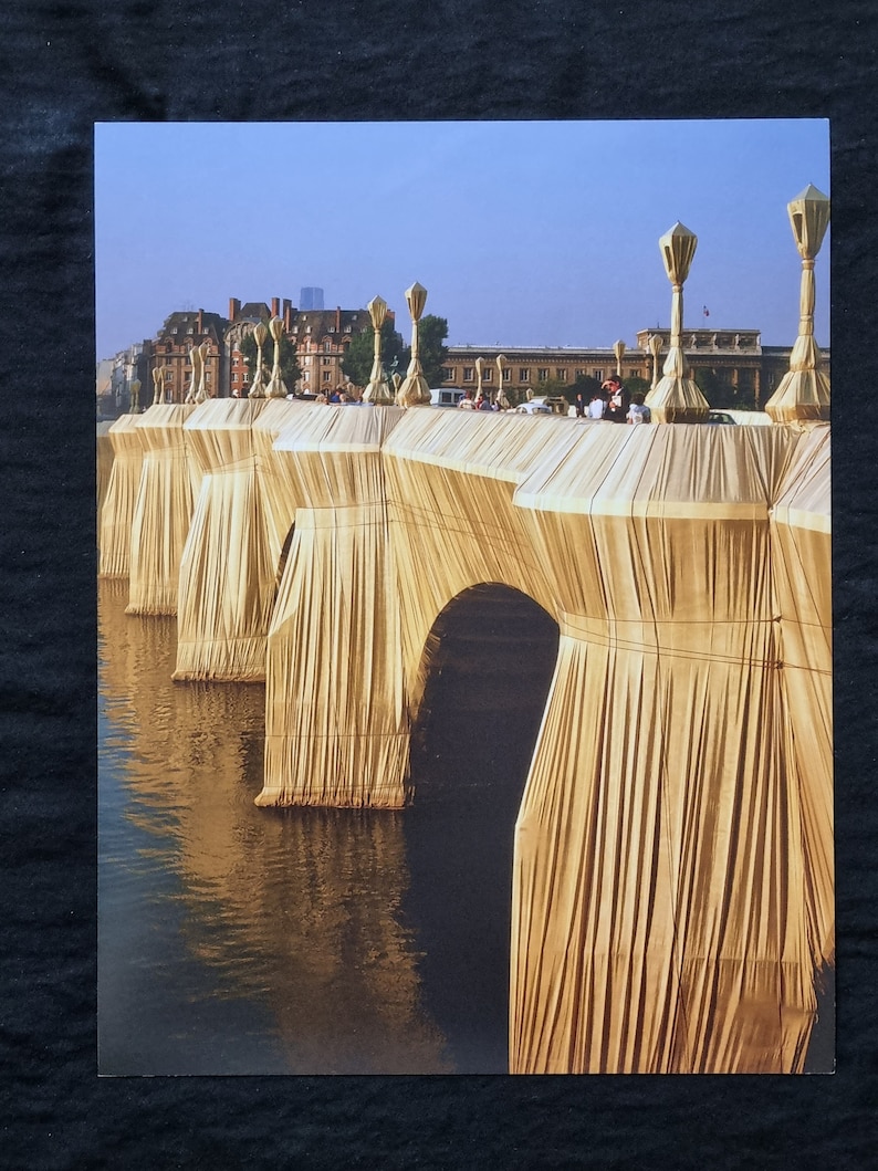 Christo and Jeanne Claude The New Wrapped Bridge 1975 On the back copyright, title and description of the work, dimensions 33 x 25 cm. image 3