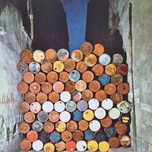 Christo and Jeanne Claude &quot;Iron Curtain Wall in oil&quot; On the back, copyright, title and description of the work, dimensions 33 x 25 cm.